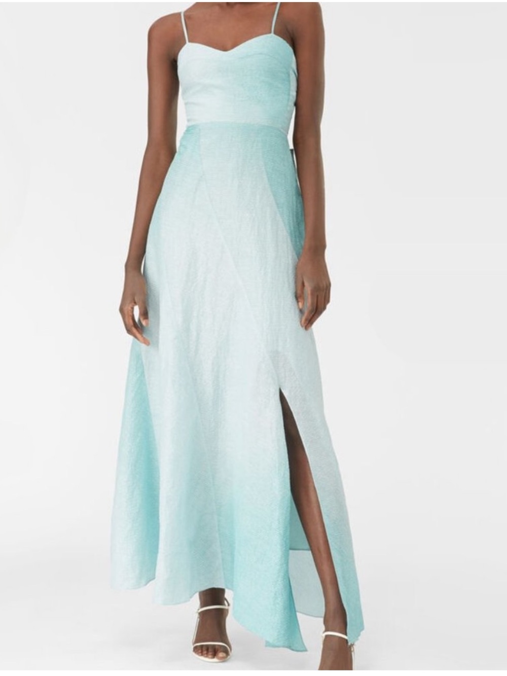 Rebecca Taylor silk gradient dip dye organdy bow tie wrap bust Dress